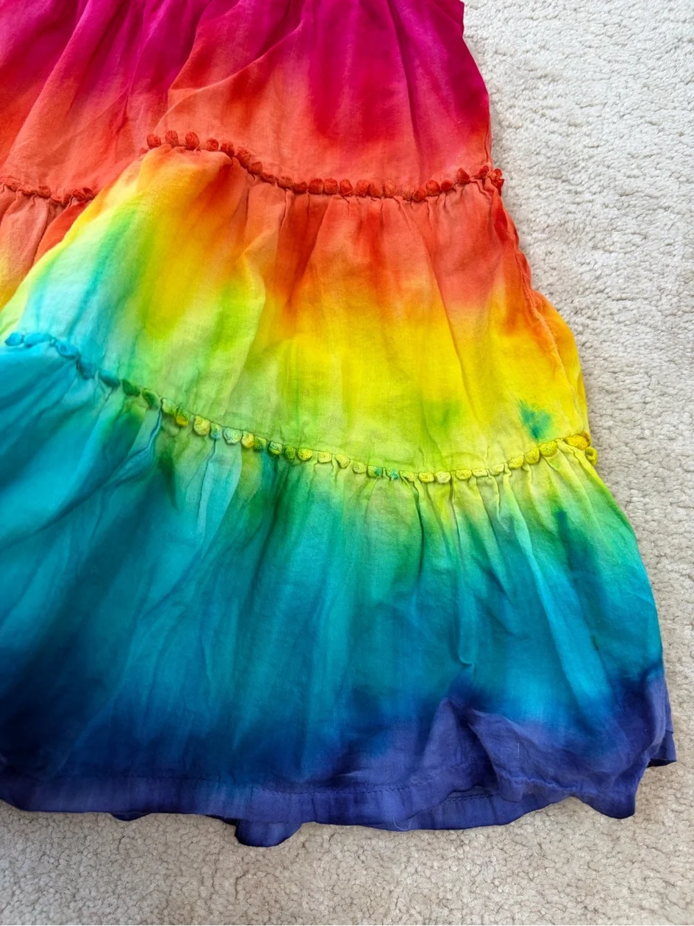 Pandemonium Girls Size 5 Rainbow Tie Dye Tiered Tank Dress